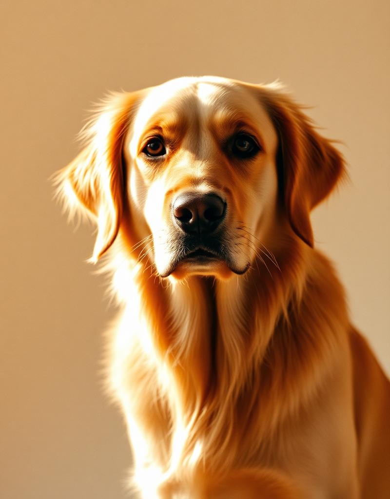 Marlo, a golden retriever, holder portrait